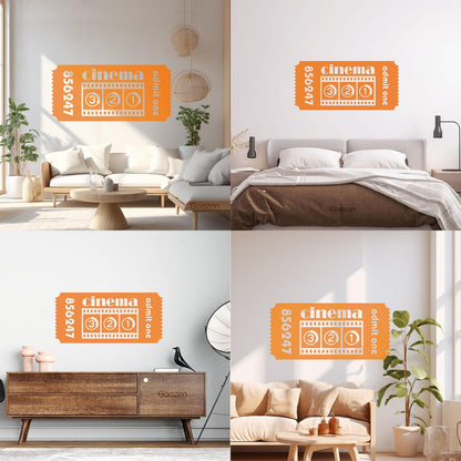 Mural And Wall Vinyl Decal Ticket Cinema Film Movie Cinematography Room Multi Color Selection