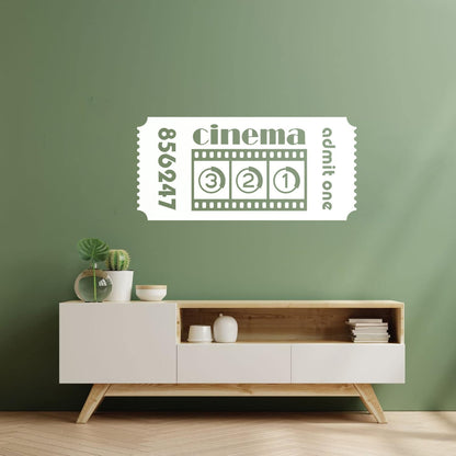 Mural And Wall Vinyl Decal Ticket Cinema Film Movie Cinematography Room Multi Color Selection