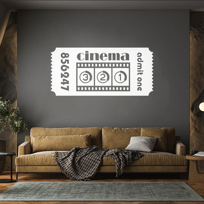 Mural And Wall Vinyl Decal Ticket Cinema Film Movie Cinematography Room Multi Color Selection
