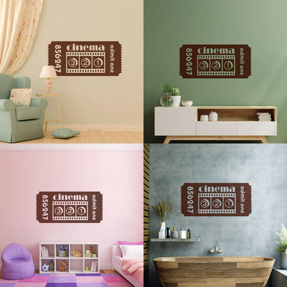 Mural And Wall Vinyl Decal Ticket Cinema Film Movie Cinematography Room Multi Color Selection