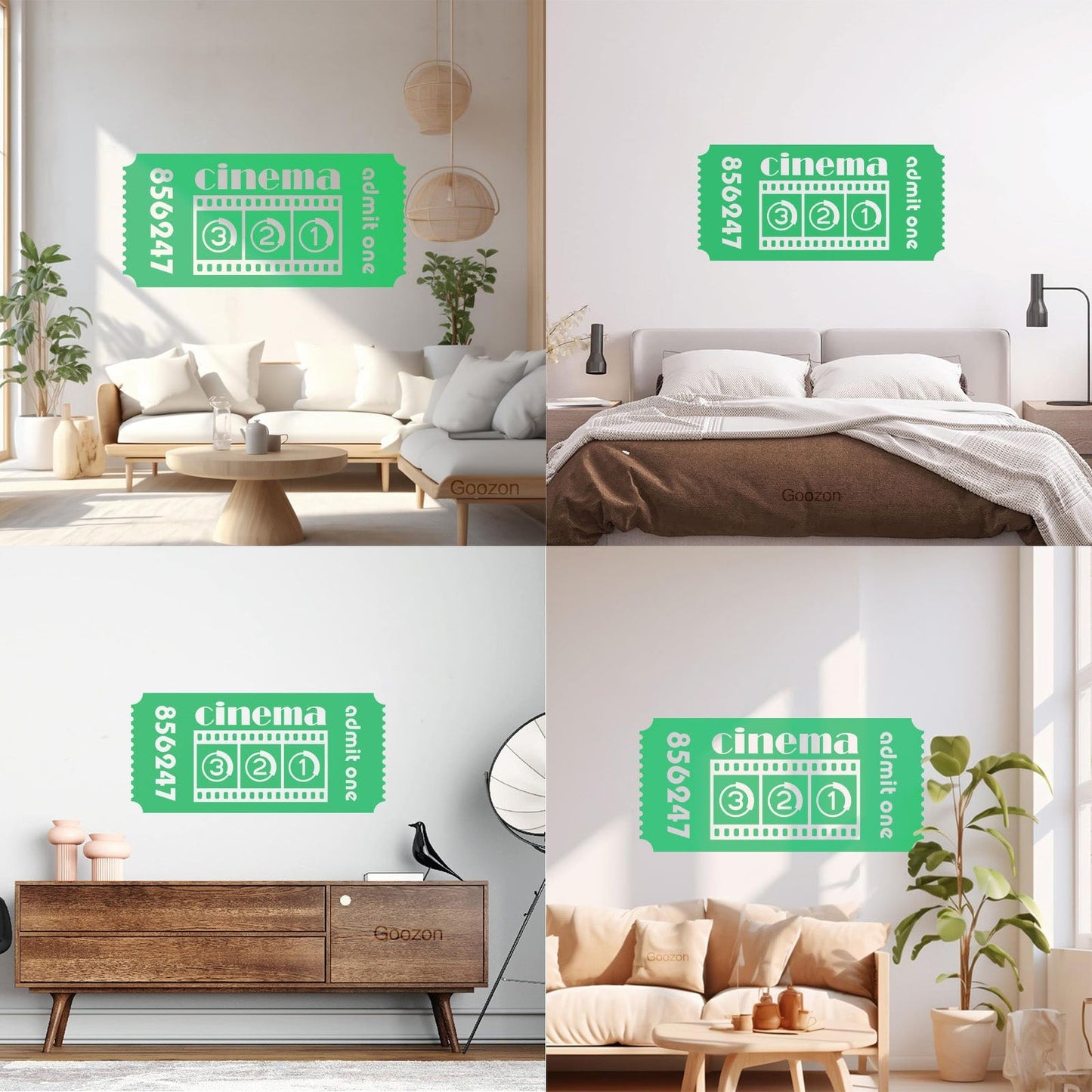 Mural And Wall Vinyl Decal Ticket Cinema Film Movie Cinematography Room Multi Color Selection
