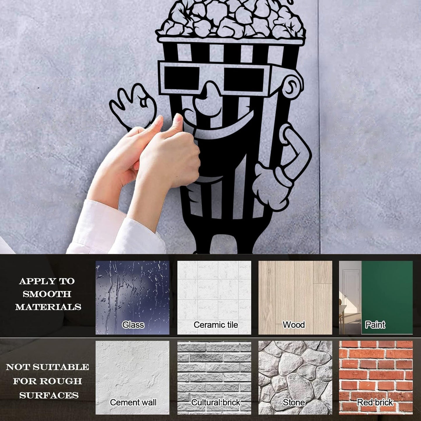 Wall Stickers Cinema Tv Film Movie House Popcorn Multiple Size Options