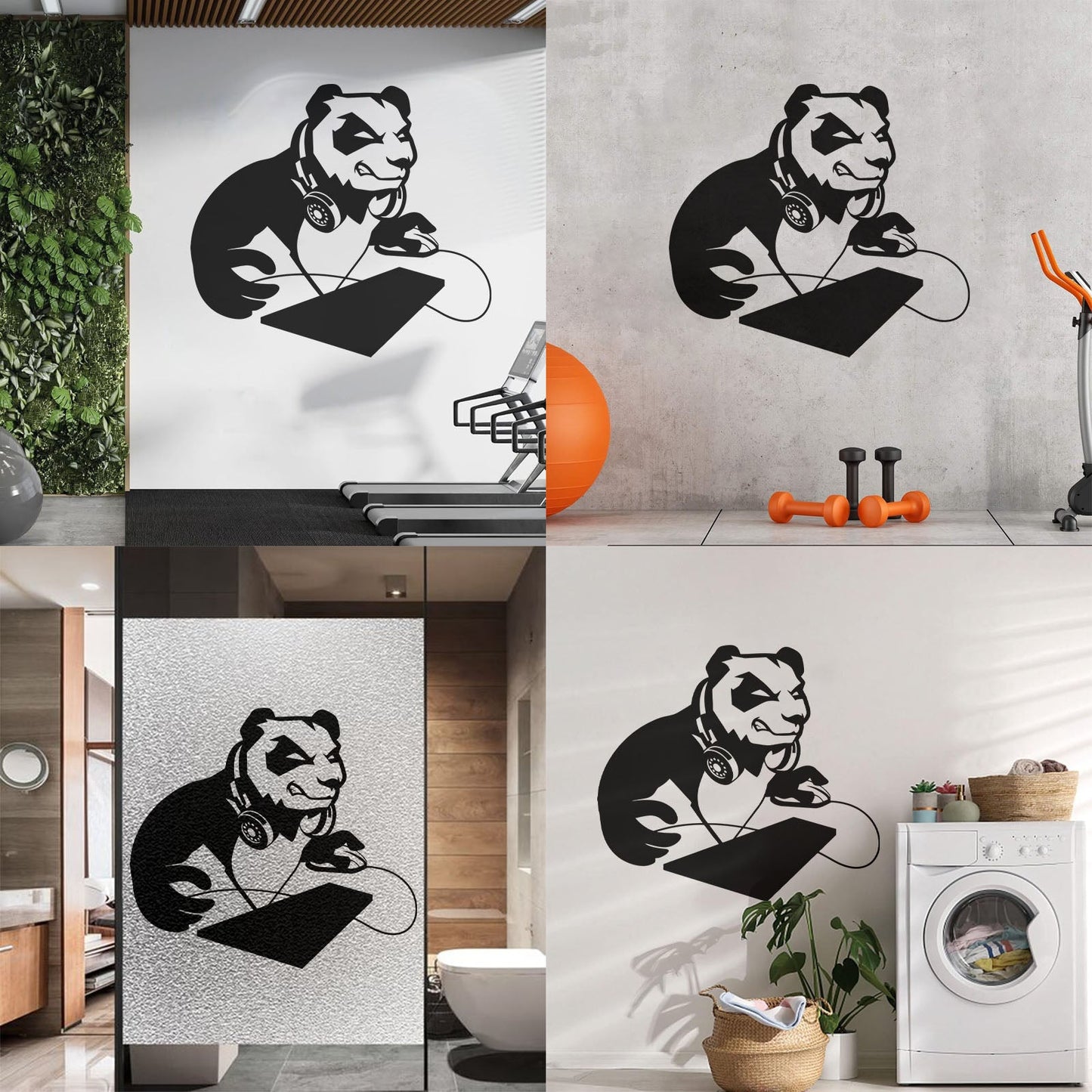 Vinyl Art Sticker Computer Angry Panda Asian Bear Game Room It Won'T Fall Off