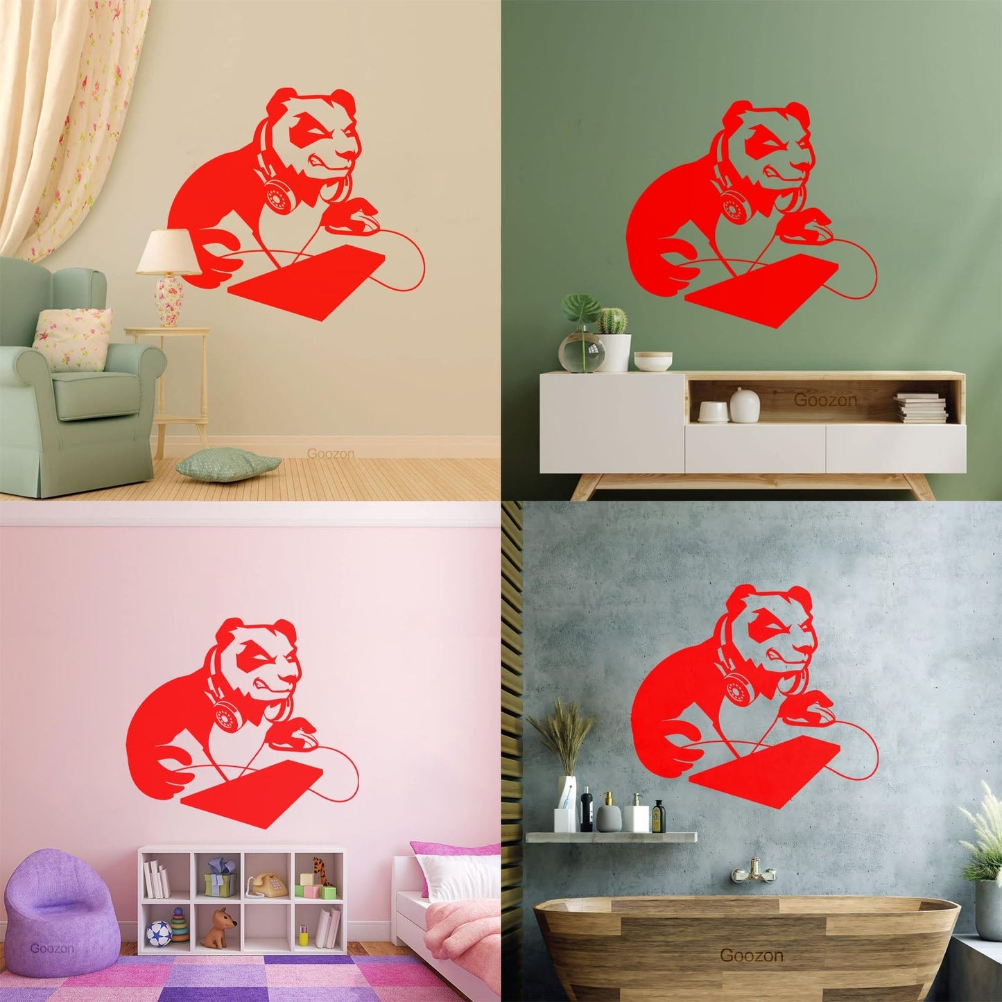 Vinyl Art Sticker Computer Angry Panda Asian Bear Game Room It Won'T Fall Off