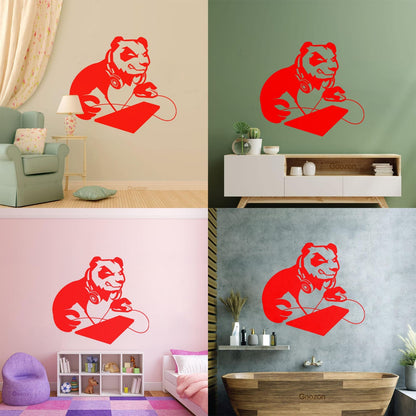 Vinyl Art Sticker Computer Angry Panda Asian Bear Game Room It Won'T Fall Off