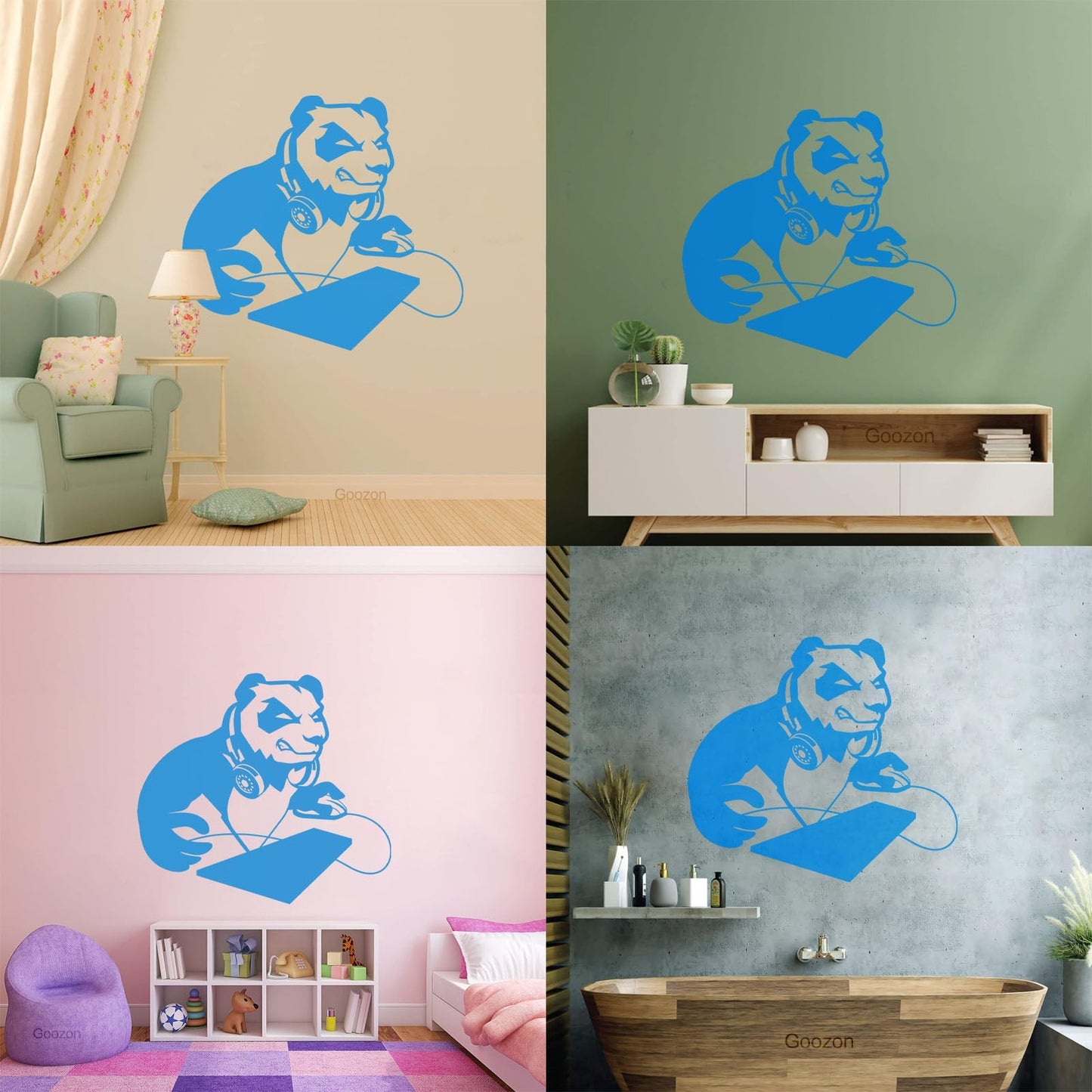 Vinyl Art Sticker Computer Angry Panda Asian Bear Game Room It Won'T Fall Off