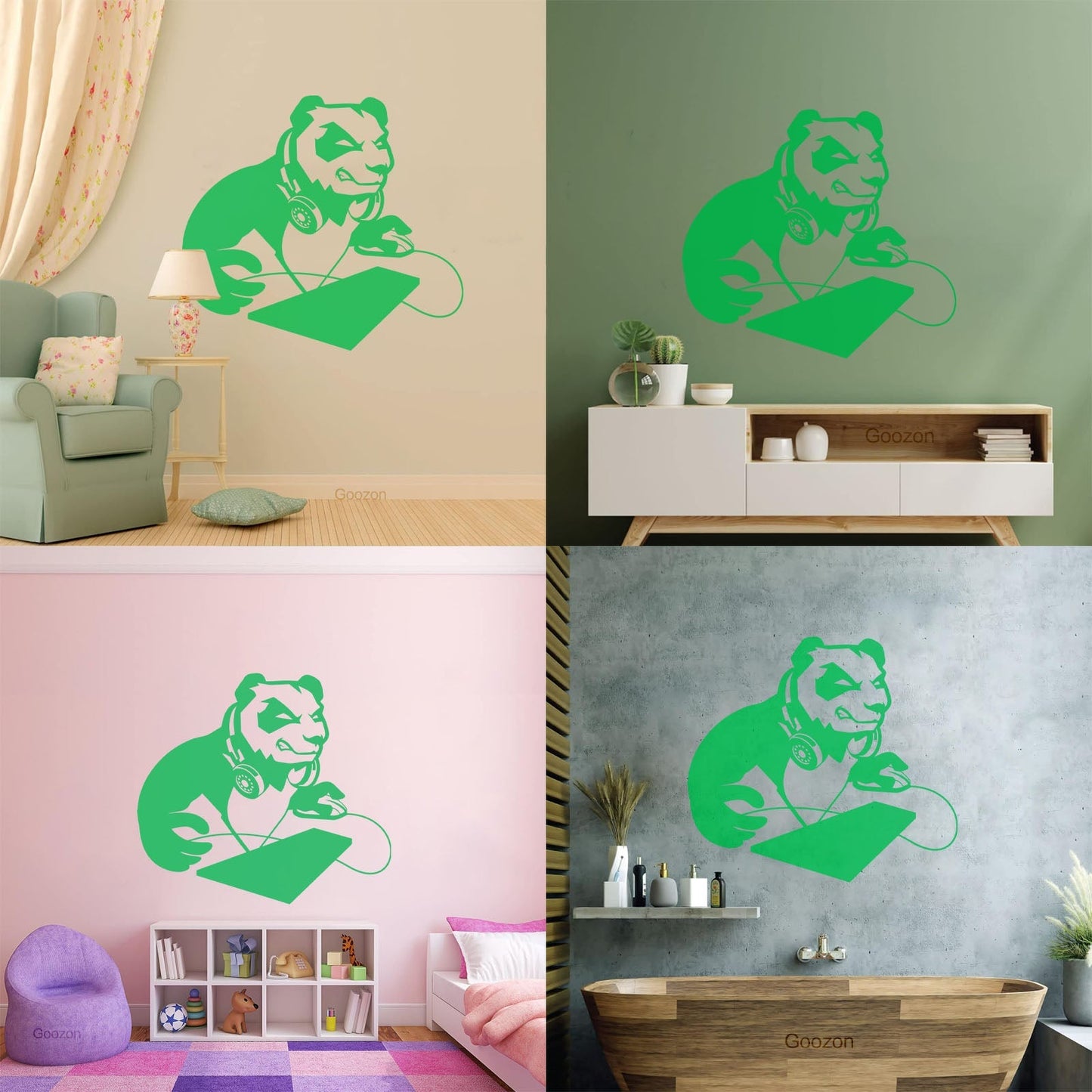 Vinyl Art Sticker Computer Angry Panda Asian Bear Game Room It Won'T Fall Off