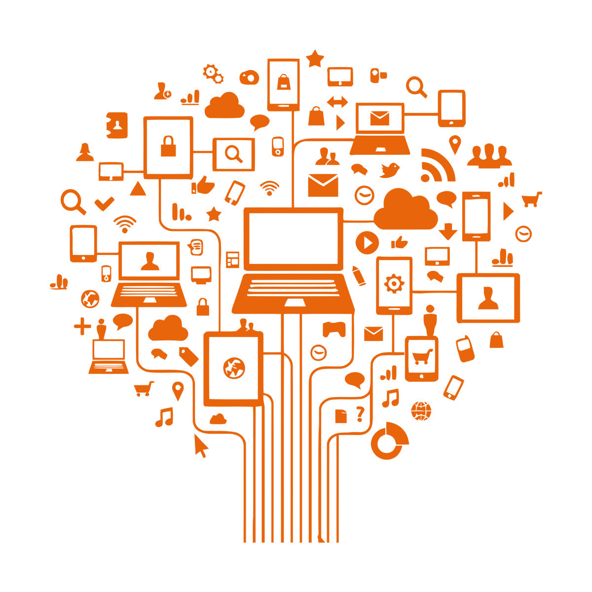 Computer Tree Internet Social Networks Wall Vinyl Sticker Decor Do Not Damage The Wall Surface