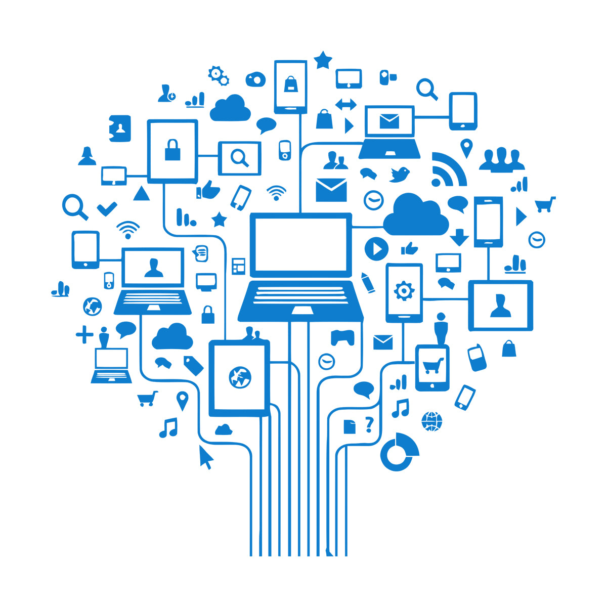 Computer Tree Internet Social Networks Wall Vinyl Sticker Decor Do Not Damage The Wall Surface