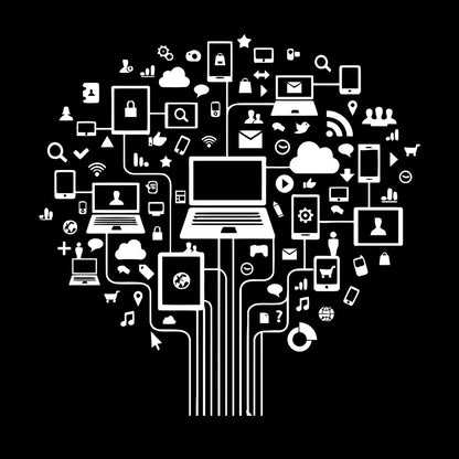 Computer Tree Internet Social Networks Wall Vinyl Sticker Decor Do Not Damage The Wall Surface