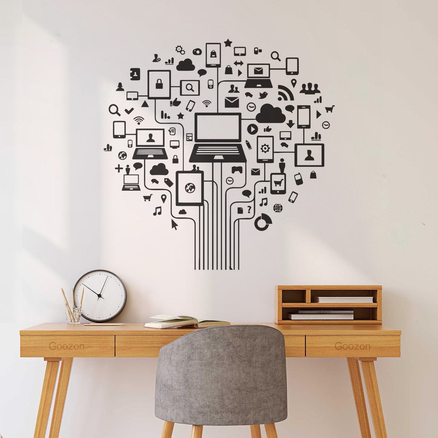 Computer Tree Internet Social Networks Wall Vinyl Sticker Decor Do Not Damage The Wall Surface