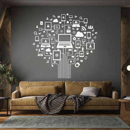 Computer Tree Internet Social Networks Wall Vinyl Sticker Decor Do Not Damage The Wall Surface