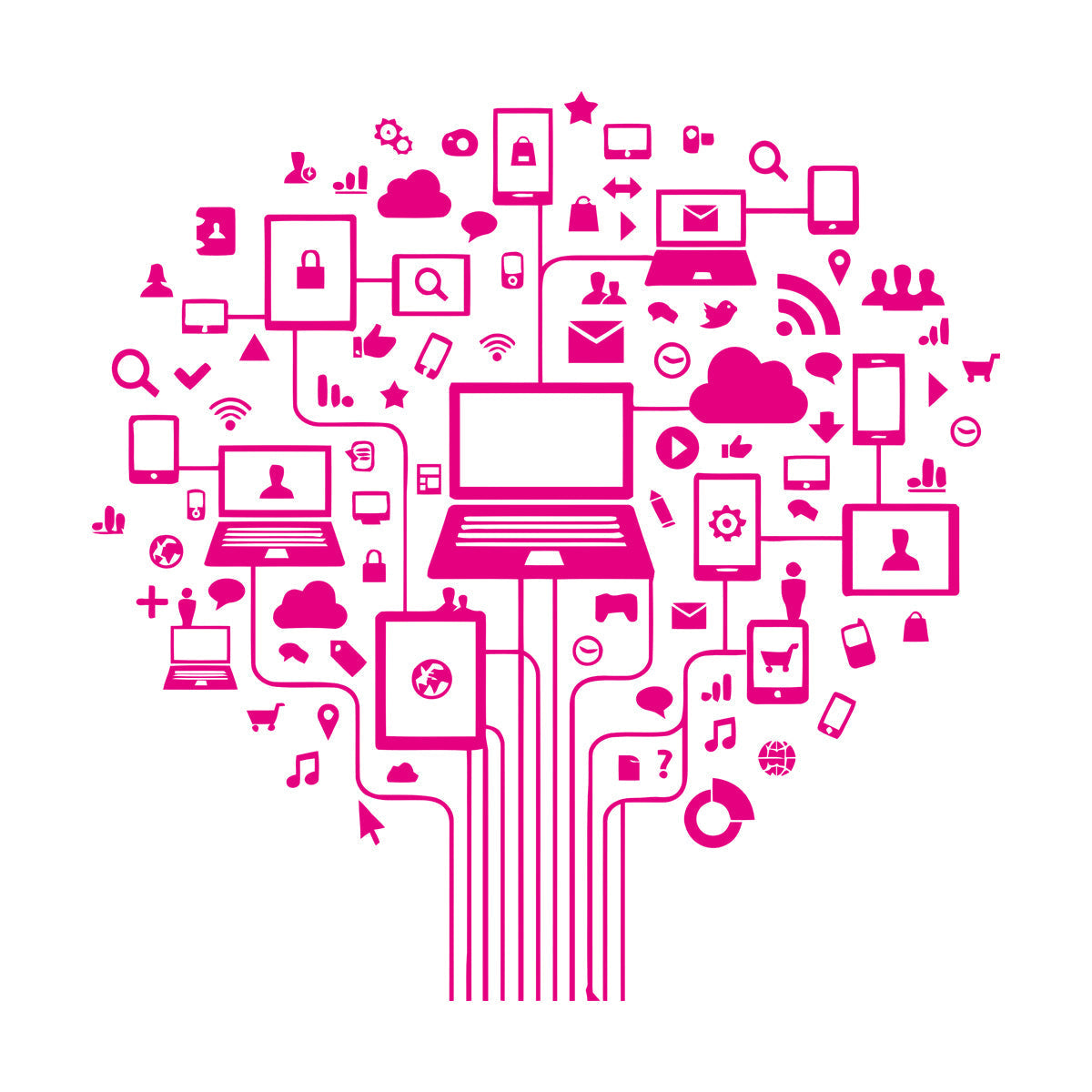 Computer Tree Internet Social Networks Wall Vinyl Sticker Decor Do Not Damage The Wall Surface