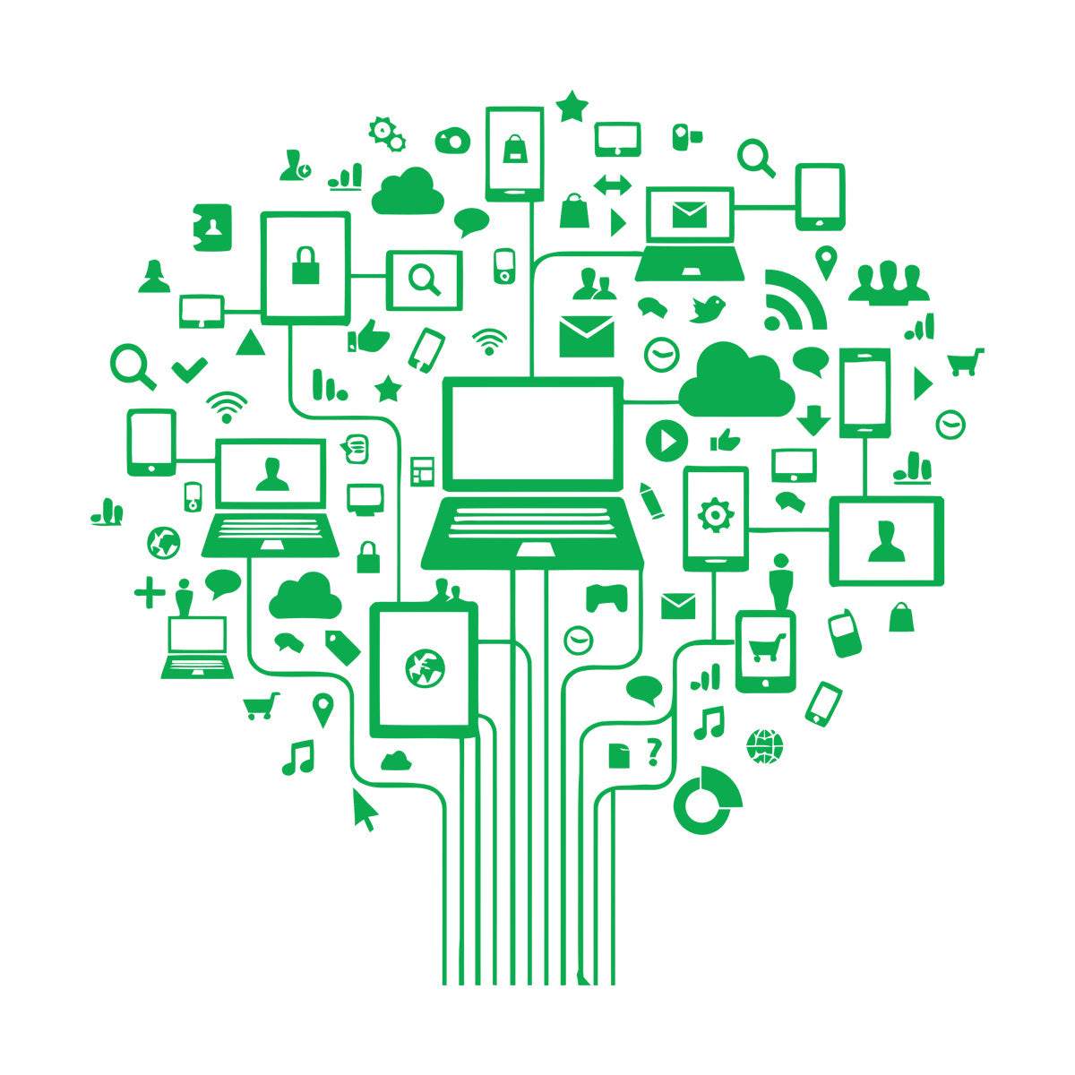 Computer Tree Internet Social Networks Wall Vinyl Sticker Decor Do Not Damage The Wall Surface