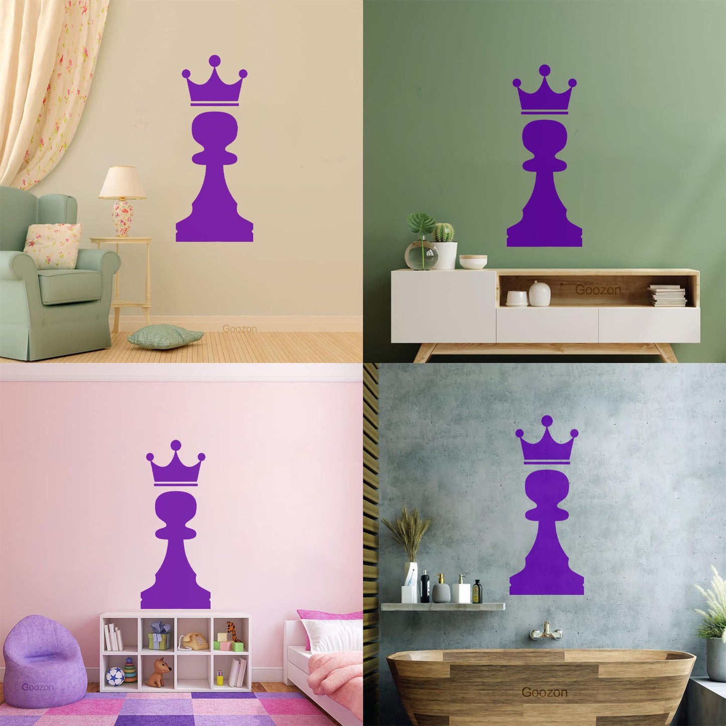 Vinyl Art Sticker Crown Chess Piece Club Intellectual Game Art Mural Painting