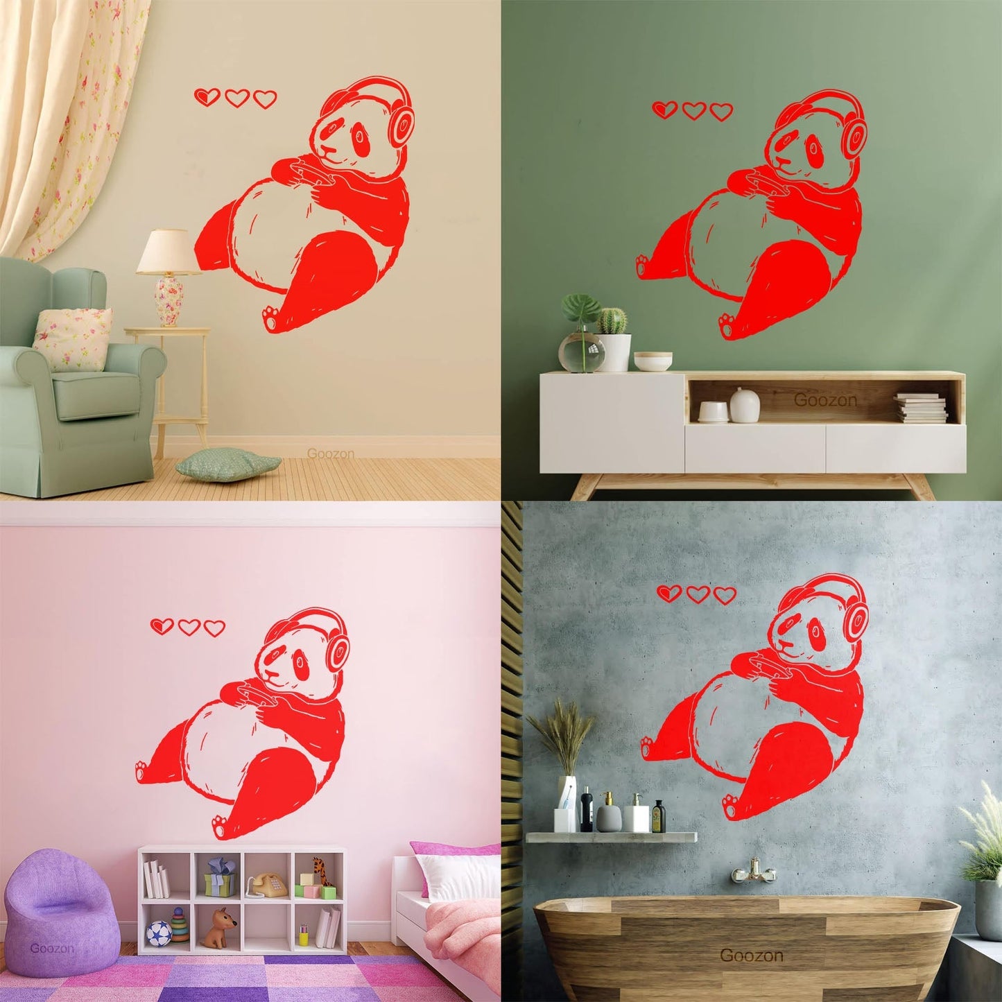 Lettering Decals Cute Cartoon Panda Game Waterproof