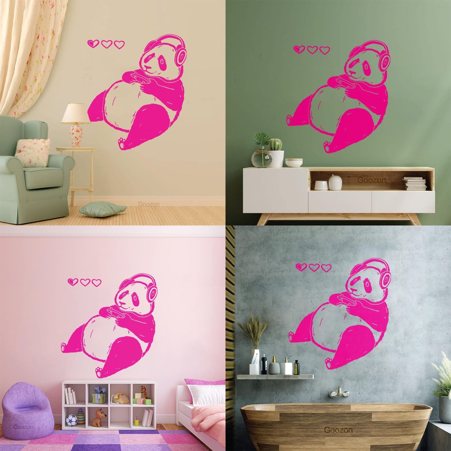 Lettering Decals Cute Cartoon Panda Game Waterproof