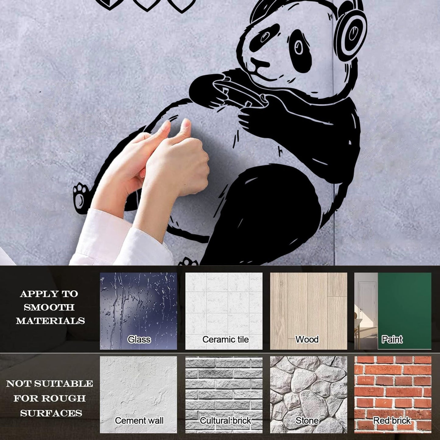 Lettering Decals Cute Cartoon Panda Game Waterproof