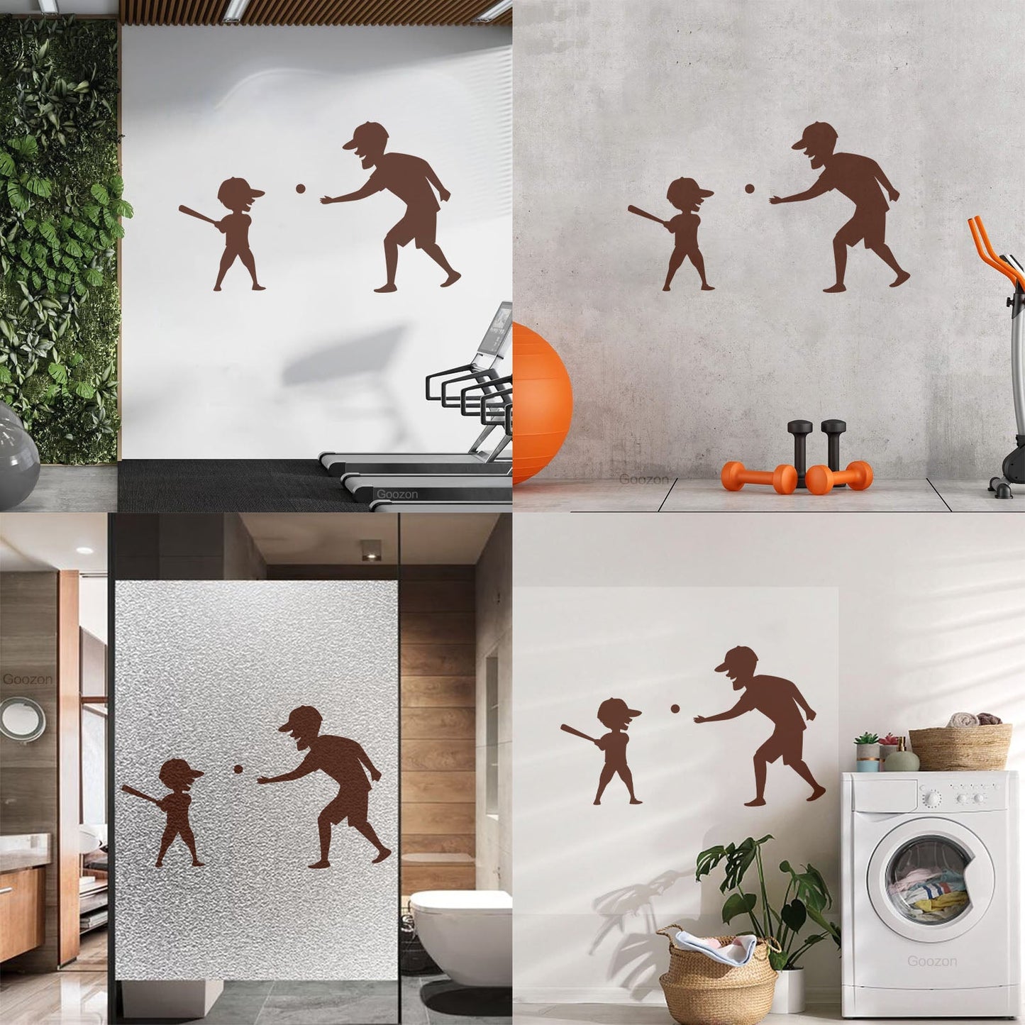 Wall Decals Pvc Father And Son Baseball Sports Game Ball Bit Art Mural Painting
