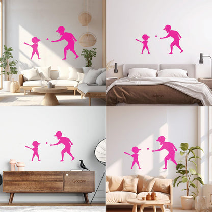 Wall Decals Pvc Father And Son Baseball Sports Game Ball Bit Art Mural Painting
