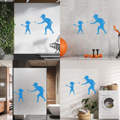 Wall Decals Pvc Father And Son Baseball Sports Game Ball Bit Art Mural Painting