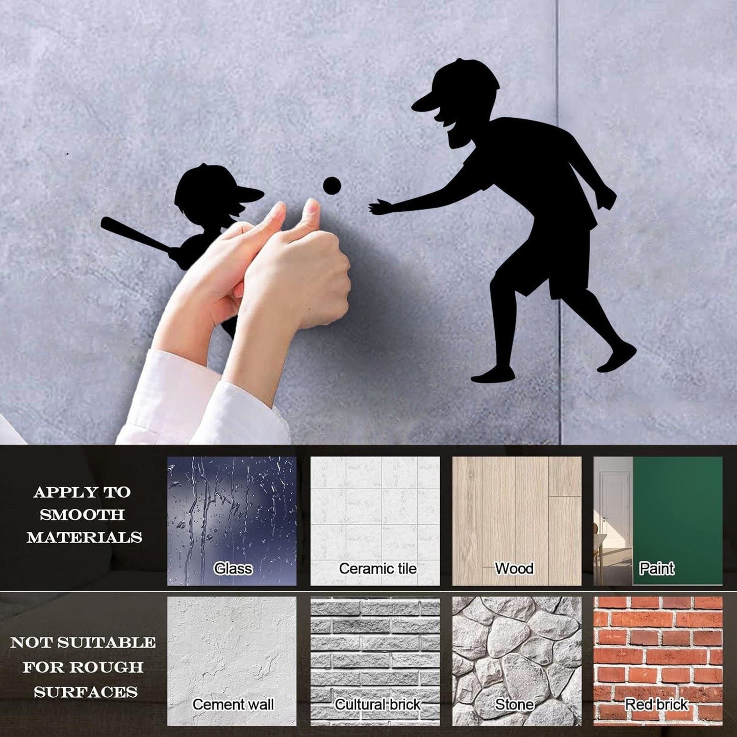 Wall Decals Pvc Father And Son Baseball Sports Game Ball Bit Art Mural Painting