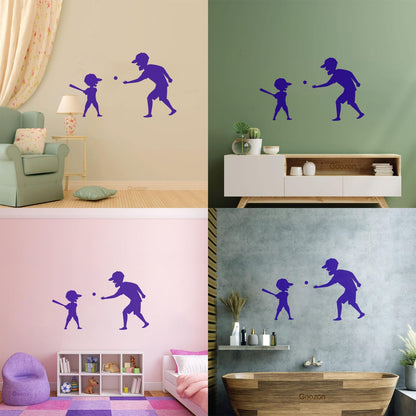 Wall Decals Pvc Father And Son Baseball Sports Game Ball Bit Art Mural Painting