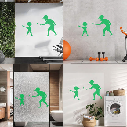 Wall Decals Pvc Father And Son Baseball Sports Game Ball Bit Art Mural Painting