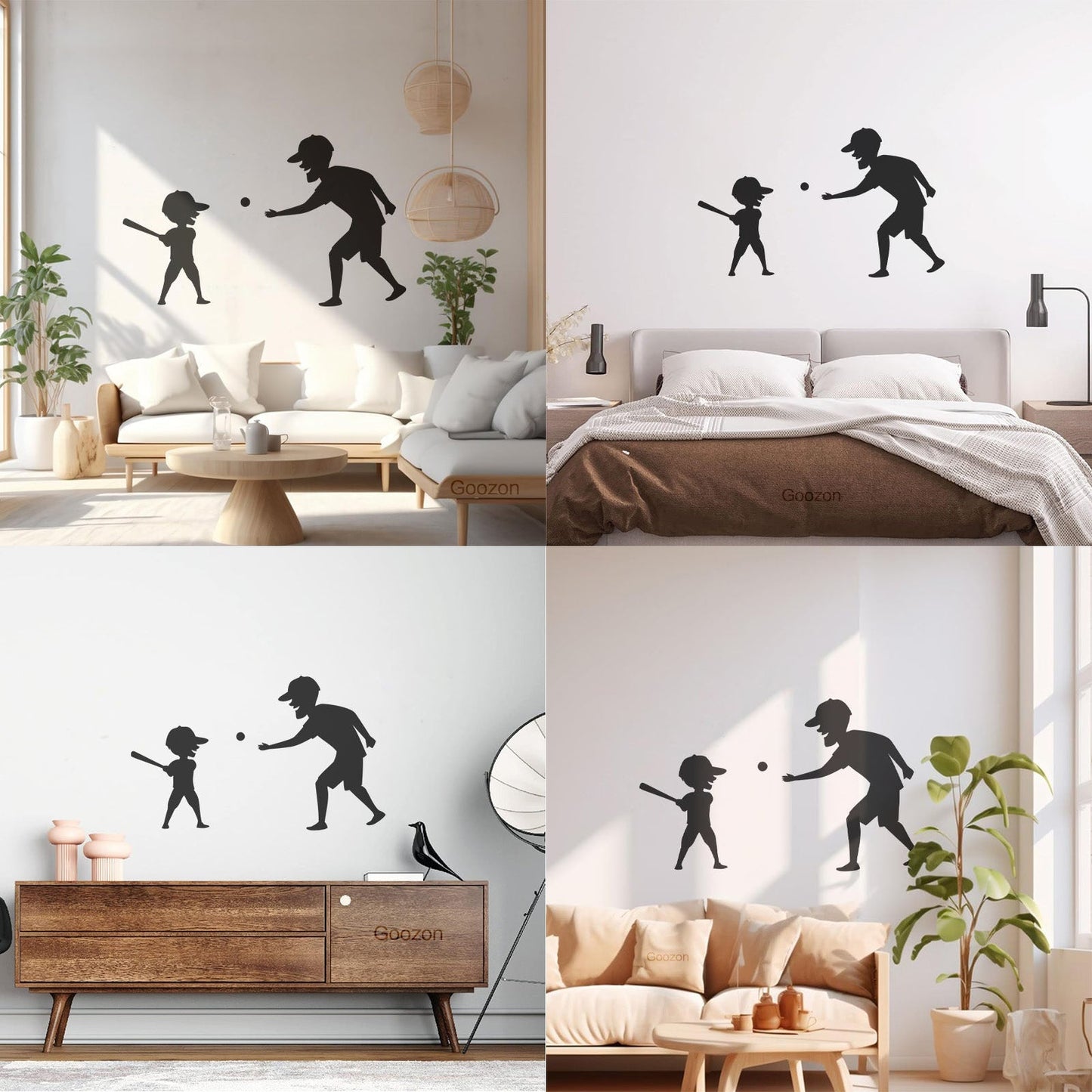 Wall Decals Pvc Father And Son Baseball Sports Game Ball Bit Art Mural Painting
