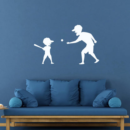 Wall Decals Pvc Father And Son Baseball Sports Game Ball Bit Art Mural Painting
