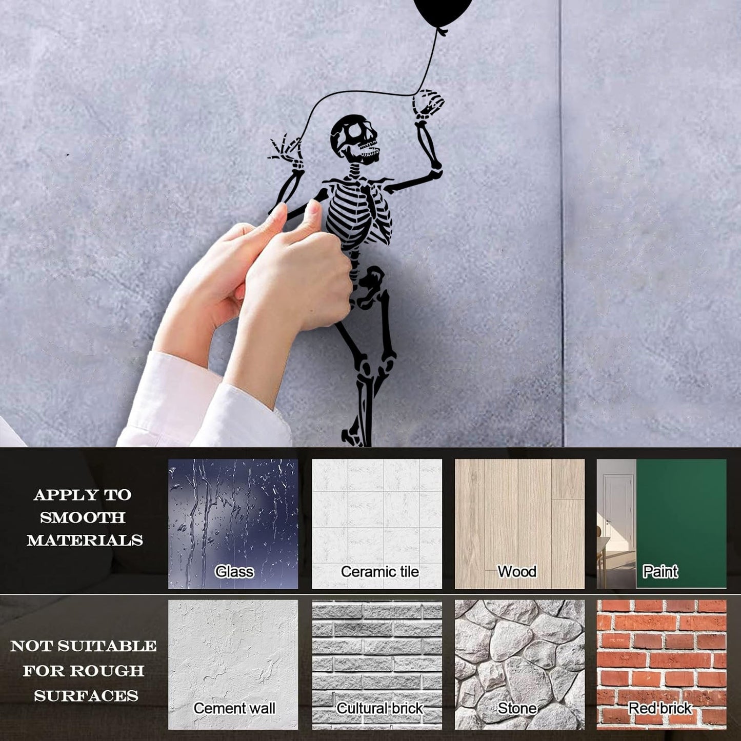 Wall Decals Funny Skeleton With Balloon Halloween Horror Skull Personalized Customization