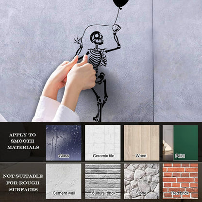 Wall Decals Funny Skeleton With Balloon Halloween Horror Skull Personalized Customization
