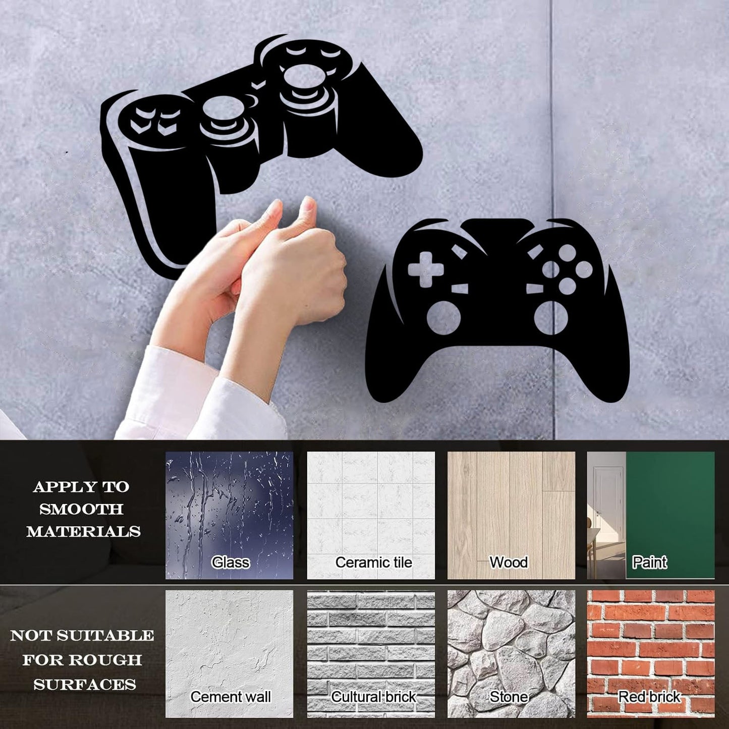 Wall Decals Pvc Game Joystick Console Teen Boys Zone Wall Beautification