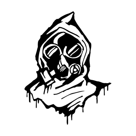Gas Mask Military Respirator Hood Vinyl Art Sticker Self Adhesive