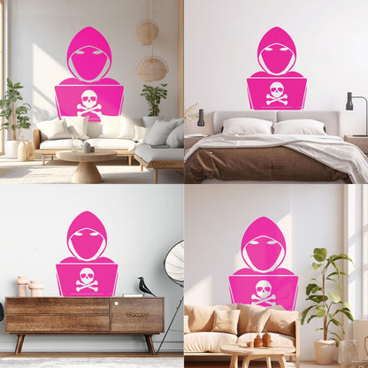 Vinyl Wall Stickers Hacker Cyber Security Laptop Computer Multiple Size Options