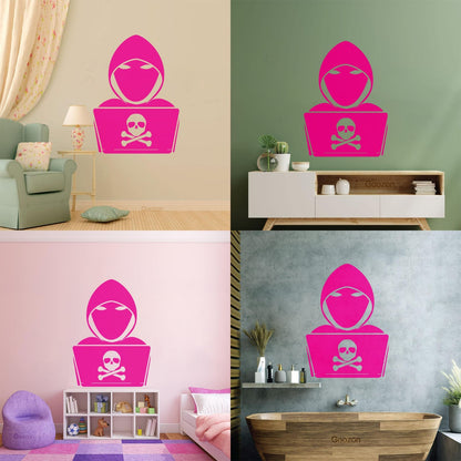 Vinyl Wall Stickers Hacker Cyber Security Laptop Computer Multiple Size Options