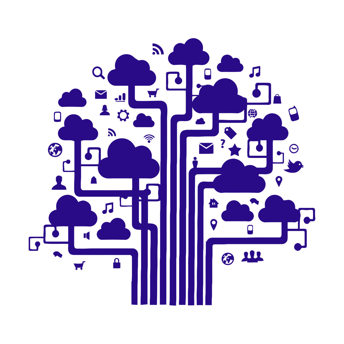 Fine Carving Decals Internet Cloud Technology Communication It Glass Stickers