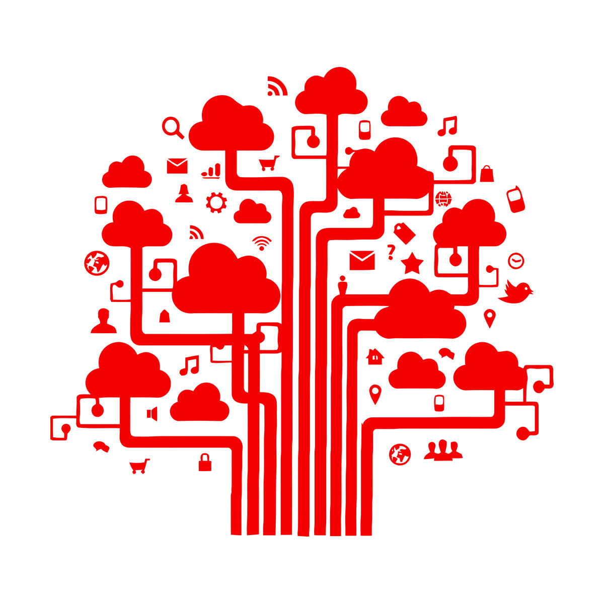 Fine Carving Decals Internet Cloud Technology Communication It Glass Stickers