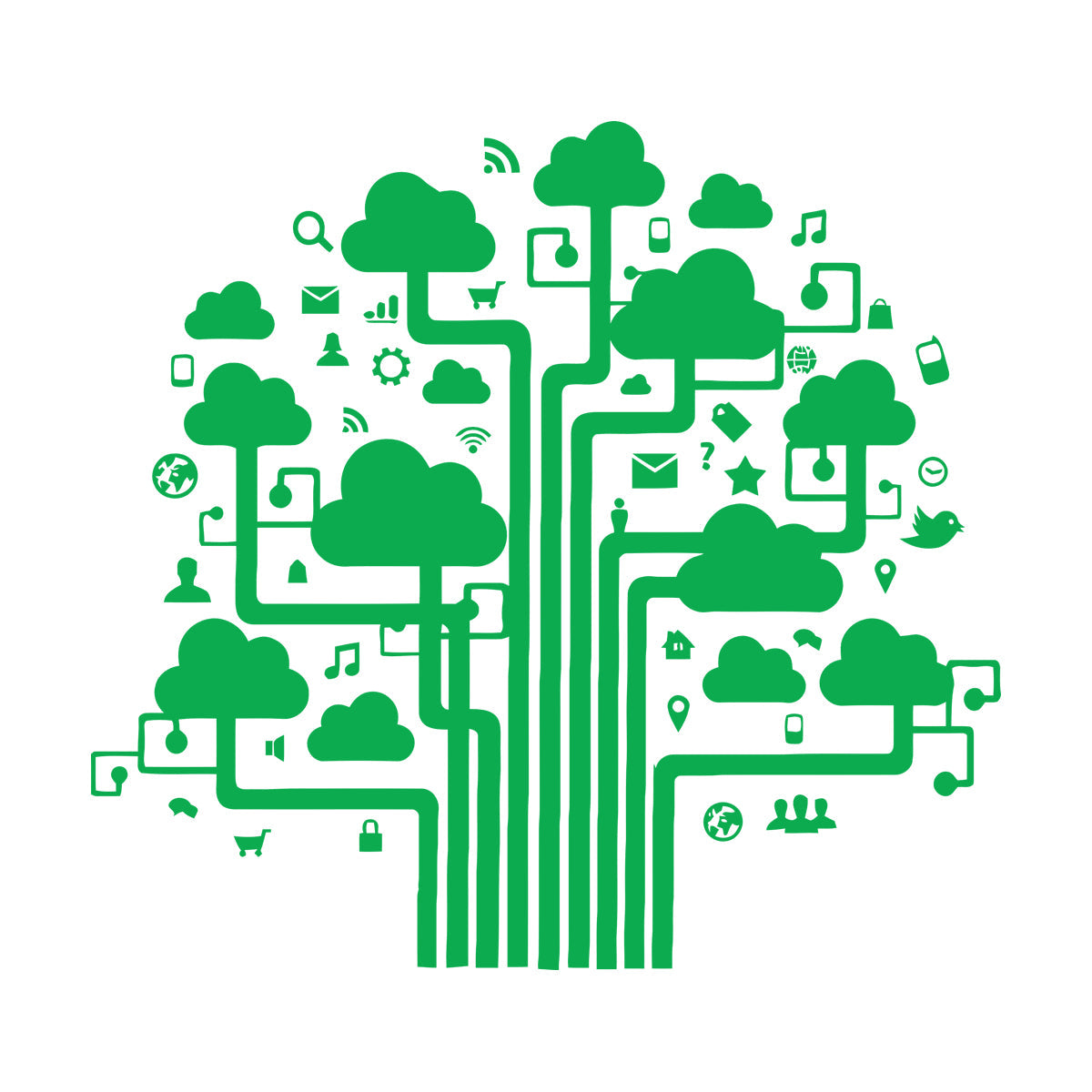 Fine Carving Decals Internet Cloud Technology Communication It Glass Stickers