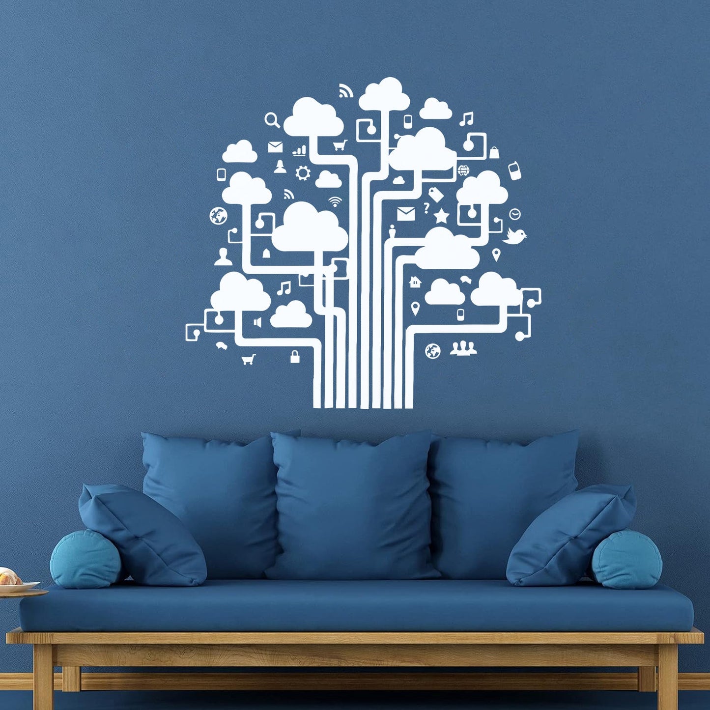 Fine Carving Decals Internet Cloud Technology Communication It Glass Stickers