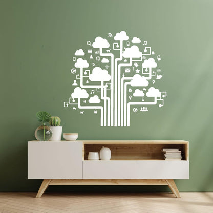 Fine Carving Decals Internet Cloud Technology Communication It Glass Stickers
