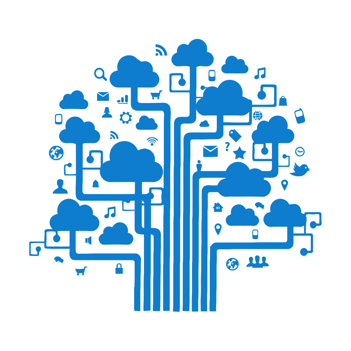 Fine Carving Decals Internet Cloud Technology Communication It Glass Stickers