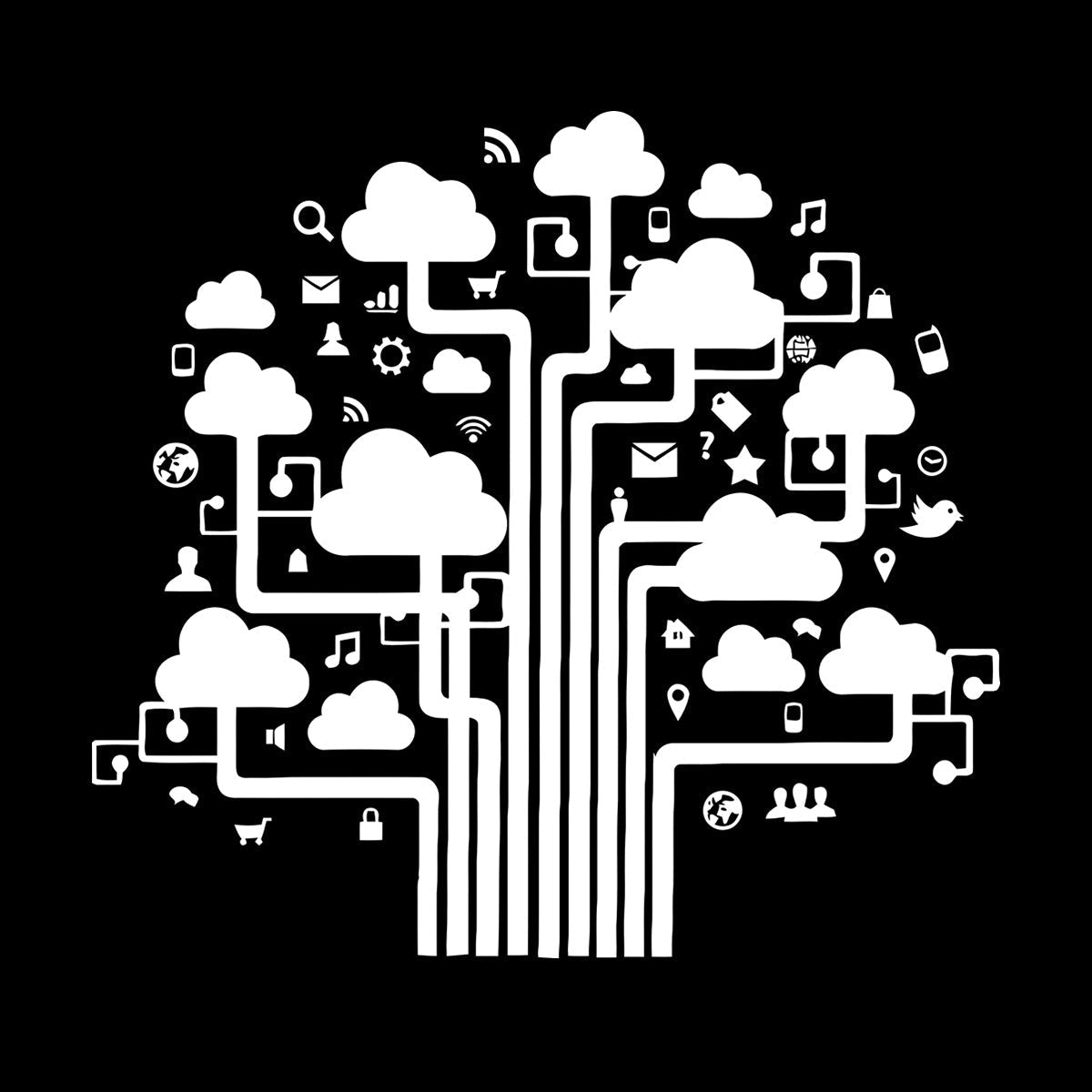 Fine Carving Decals Internet Cloud Technology Communication It Glass Stickers