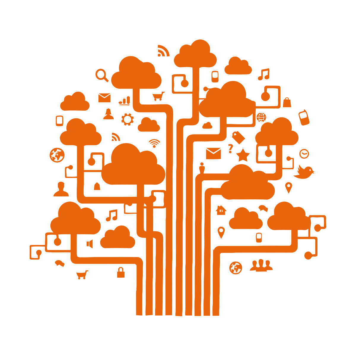 Fine Carving Decals Internet Cloud Technology Communication It Glass Stickers