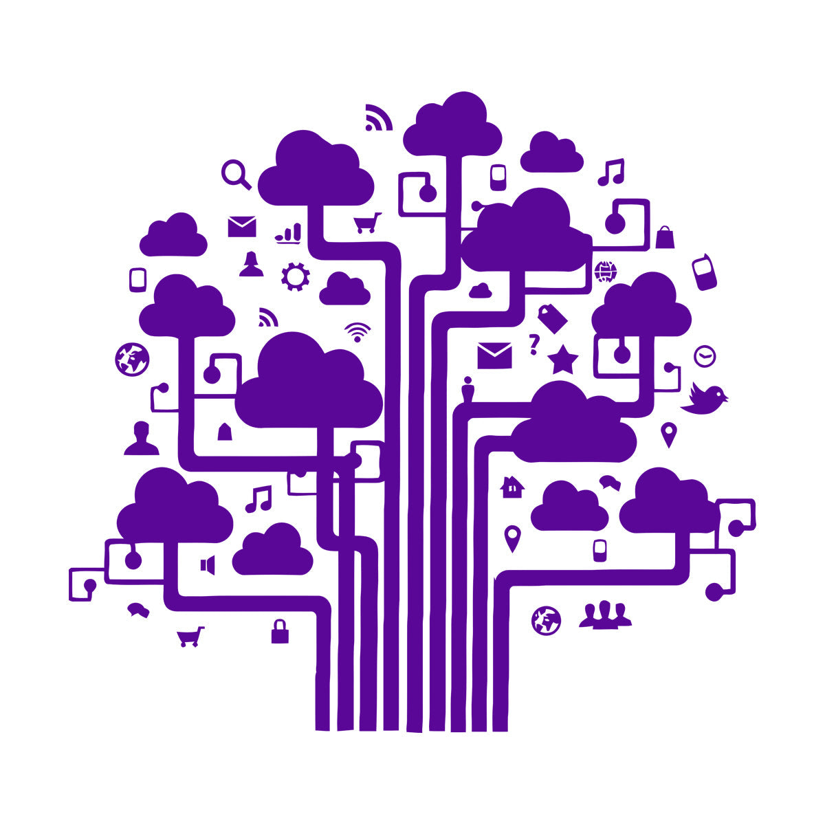 Fine Carving Decals Internet Cloud Technology Communication It Glass Stickers