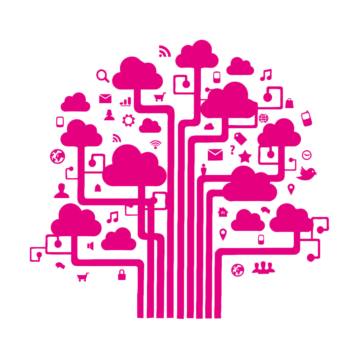 Fine Carving Decals Internet Cloud Technology Communication It Glass Stickers