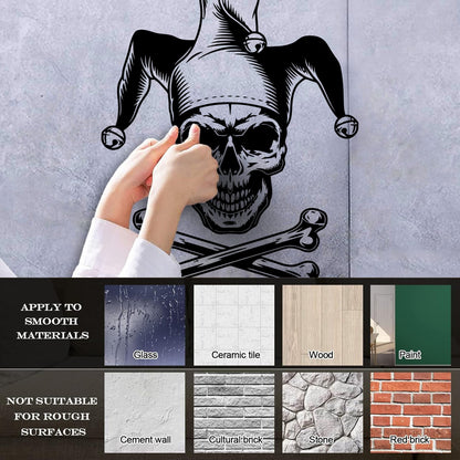 Lettering Decals Joker Skeleton Skull Bones Gambling Removable Without Leaving Glue