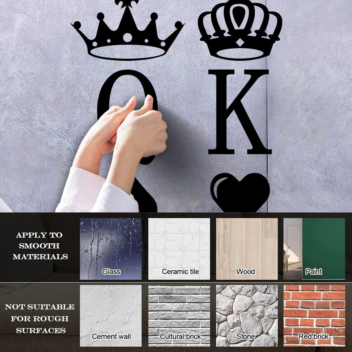 Engraving Decals King And Queen Playing Cards Crown Heart Equipped With Transfer Film Kit