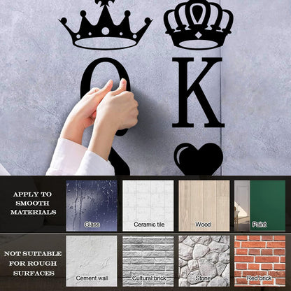 Engraving Decals King And Queen Playing Cards Crown Heart Equipped With Transfer Film Kit