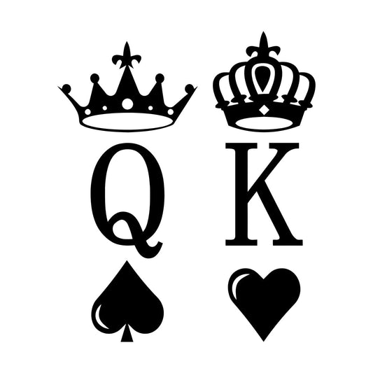 Engraving Decals King And Queen Playing Cards Crown Heart Equipped With Transfer Film Kit